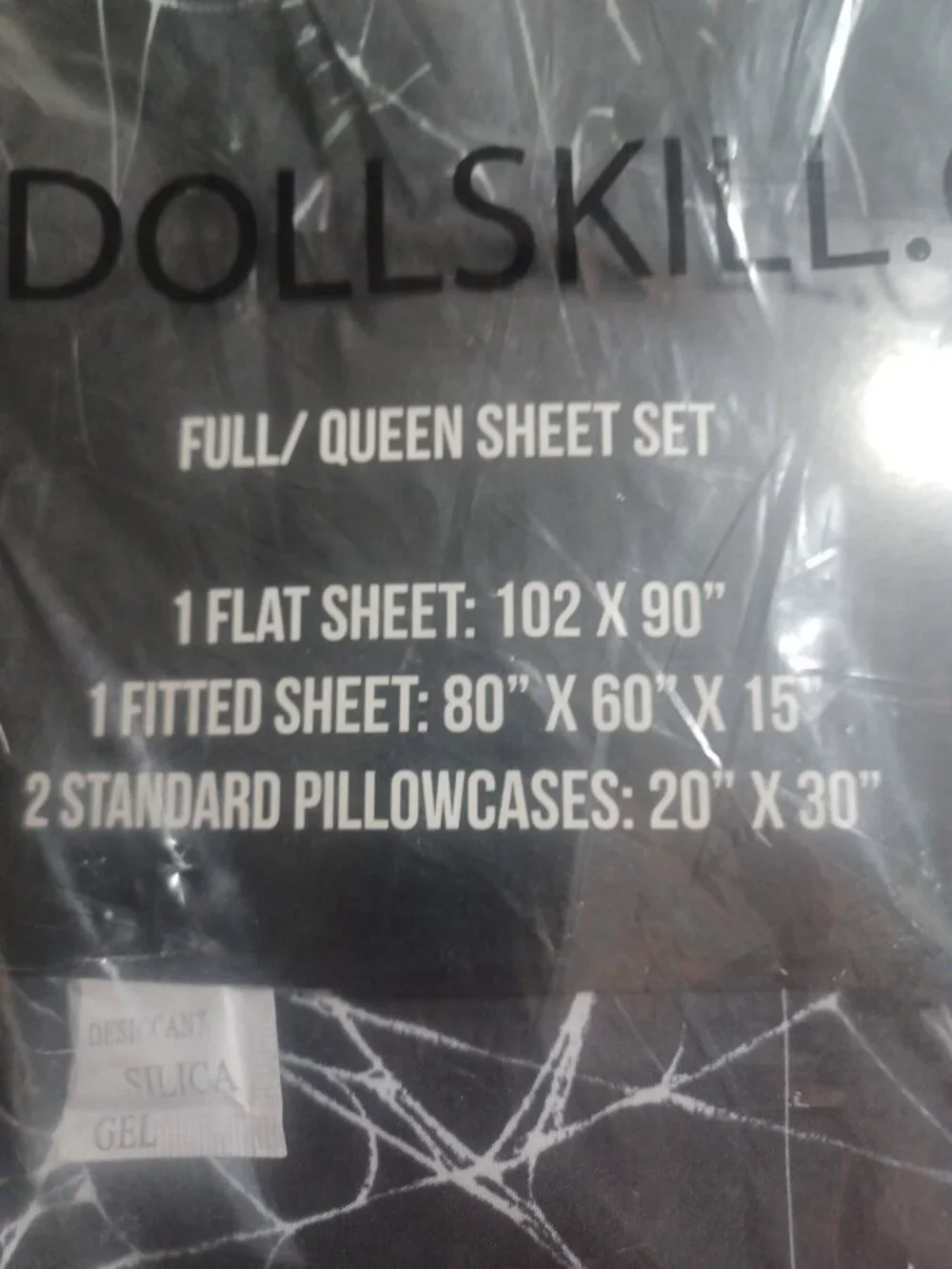 Dolls Kill Dolls Home Spider Webs Gothic Goth Halloween Sheet Set Black White